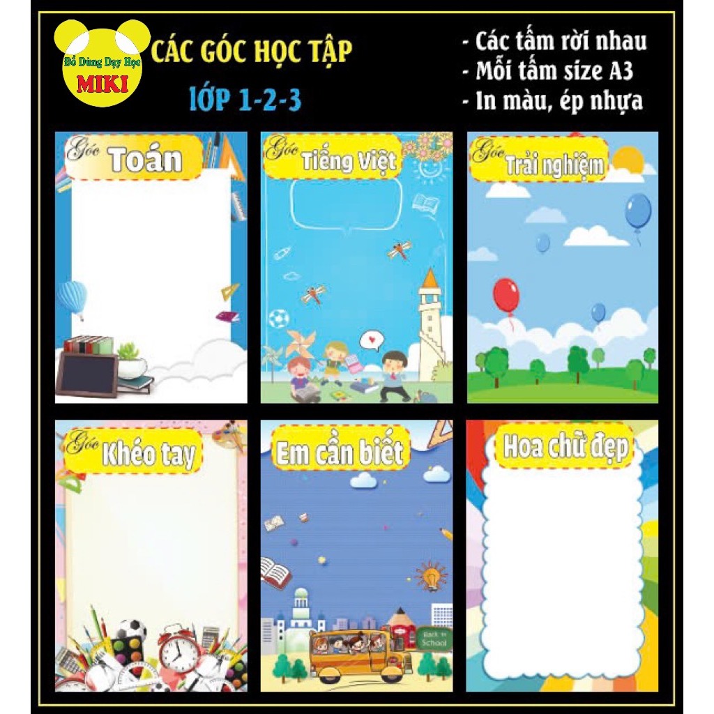 Bảng góc học tập rời cho tiểu học lớp 1,2,3,4,5 - Trang trí lớp