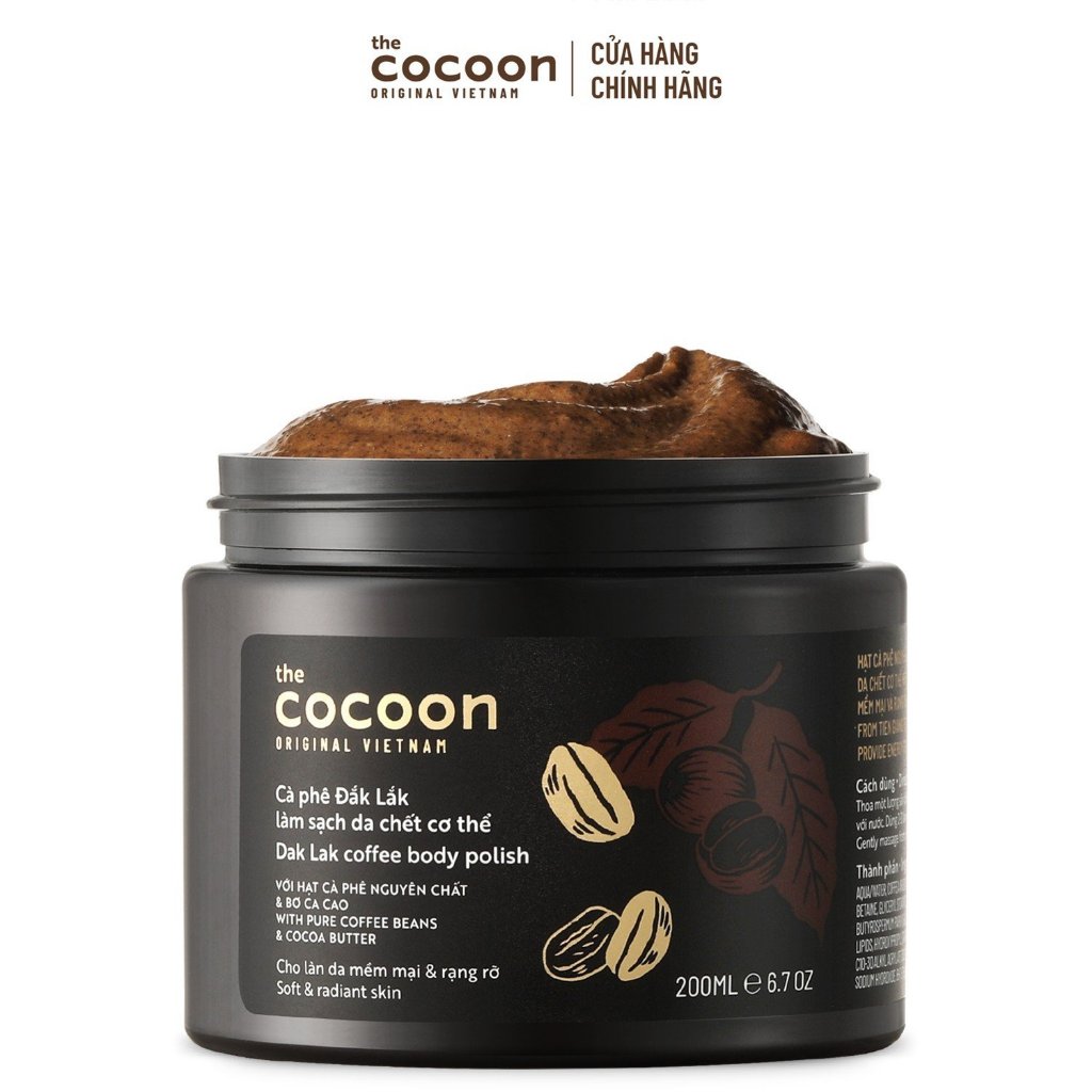 [MUA 2 GIẢM 36%] Combo tẩy da chết cơ thể cà phê Đắk Lắk 200ml & đường thốt nốt An Giang Cocoon 200ml