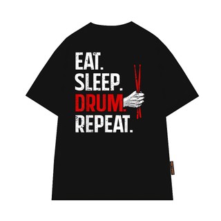 Áo Thun NGỐ TEE Câu Nói Hài Hước Của Các Tay Trống Eat Sleep Drum Repeat Vải Cotton 75 Thoáng Mát