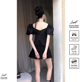 Set áo tay bồng phối nơ kèm chân váy ngắn thiết kế LUST chất liệu dày dặn T547