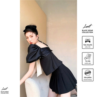 Set áo tay bồng phối nơ kèm chân váy ngắn thiết kế LUST chất liệu dày dặn T547