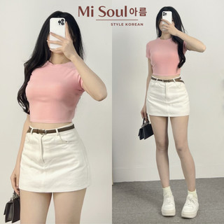 Áo Thun Cotton Croptop Nữ Ôm Body Cổ Tròn Cộc Tay Trơn Basic BigSize, Áo Croptop Tay Ngắn Misoul 390