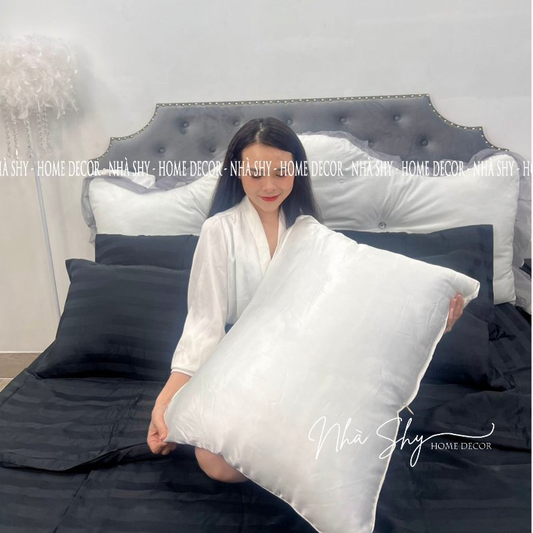 Ruột Gối Gòn Lông Vũ Cao Cấp Size 50x70cm Và 40x60cm - Vỏ Gối Chất Liệu Phi Lụa - Nhà Shy Home Decor