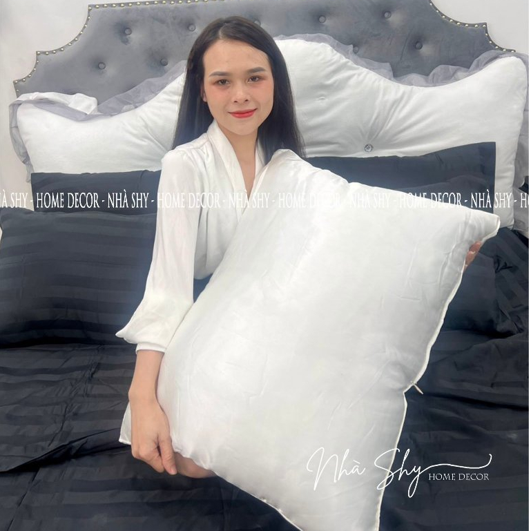 Ruột Gối Gòn Lông Vũ Cao Cấp Size 50x70cm Và 40x60cm - Vỏ Gối Chất Liệu Phi Lụa - Nhà Shy Home Decor