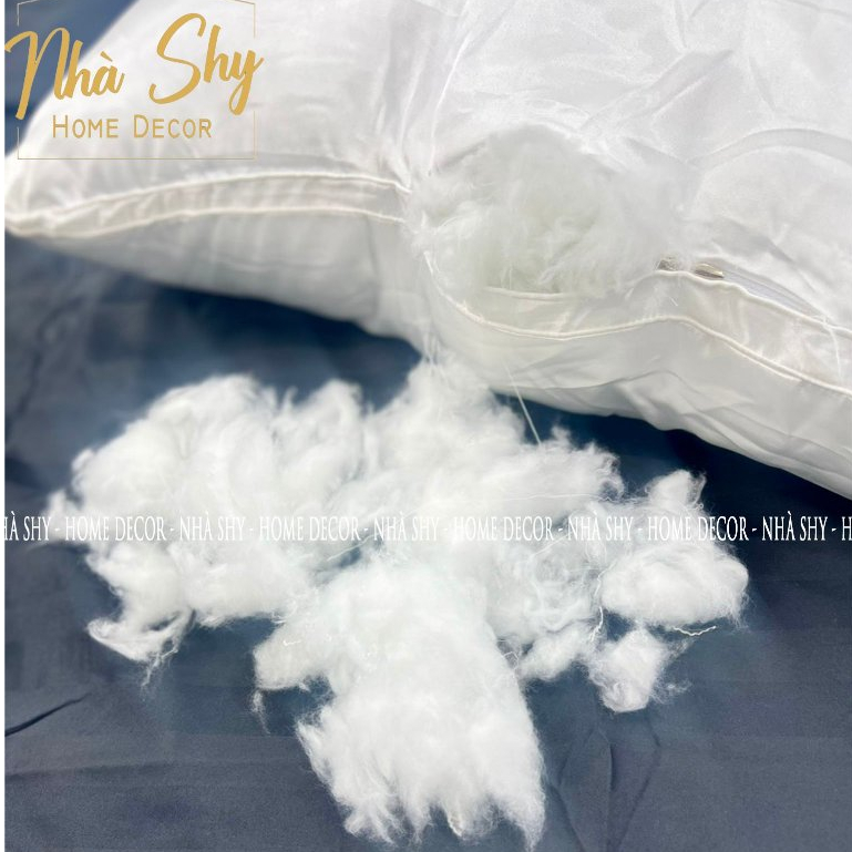 Ruột Gối Gòn Lông Vũ Cao Cấp Size 50x70cm Và 40x60cm - Vỏ Gối Chất Liệu Phi Lụa - Nhà Shy Home Decor