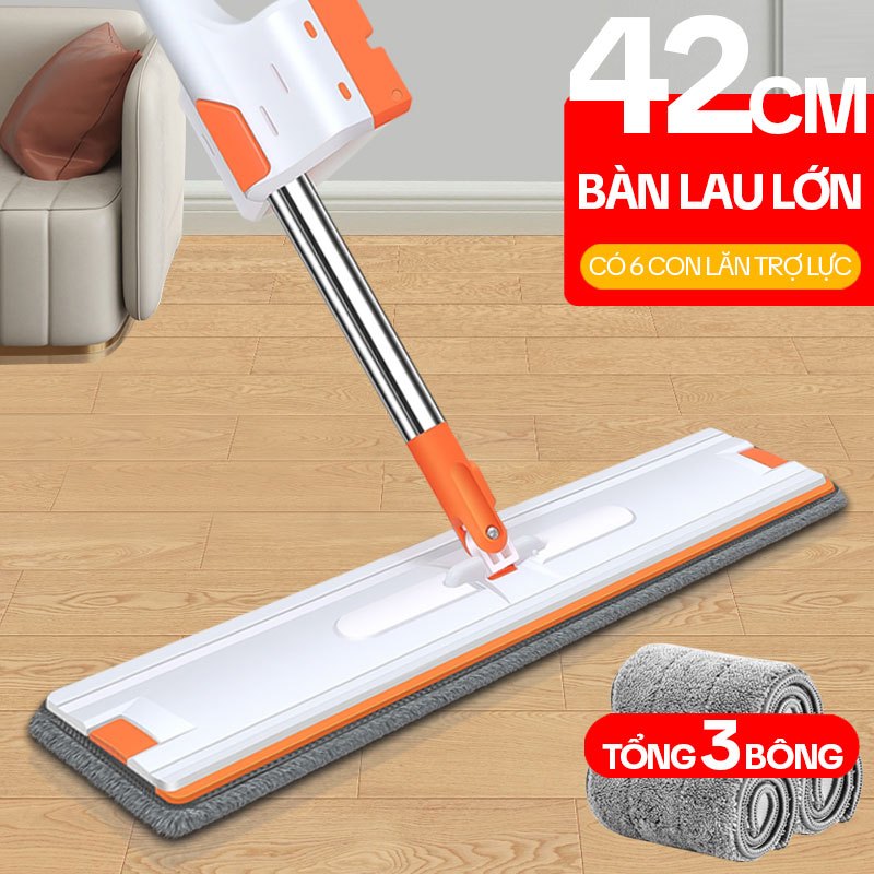 Ảnh Miếng Lau Nhà Thay Thế KITIMOP WHITE 42CM - Bông Lau Nhà Thay Thế 42X12CM, Giẻ Lau Nhà Microfiber Thấm Hút Tốt 1