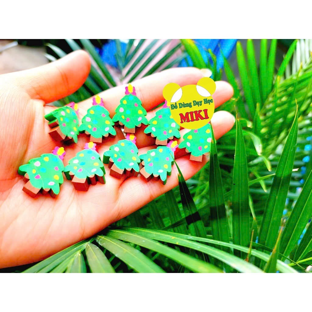 Set 6 Gôm Tẩy Hình Trụ 5cm Mẫu Noel Giáng Sinh (Đồ dùng dạy học Miki)