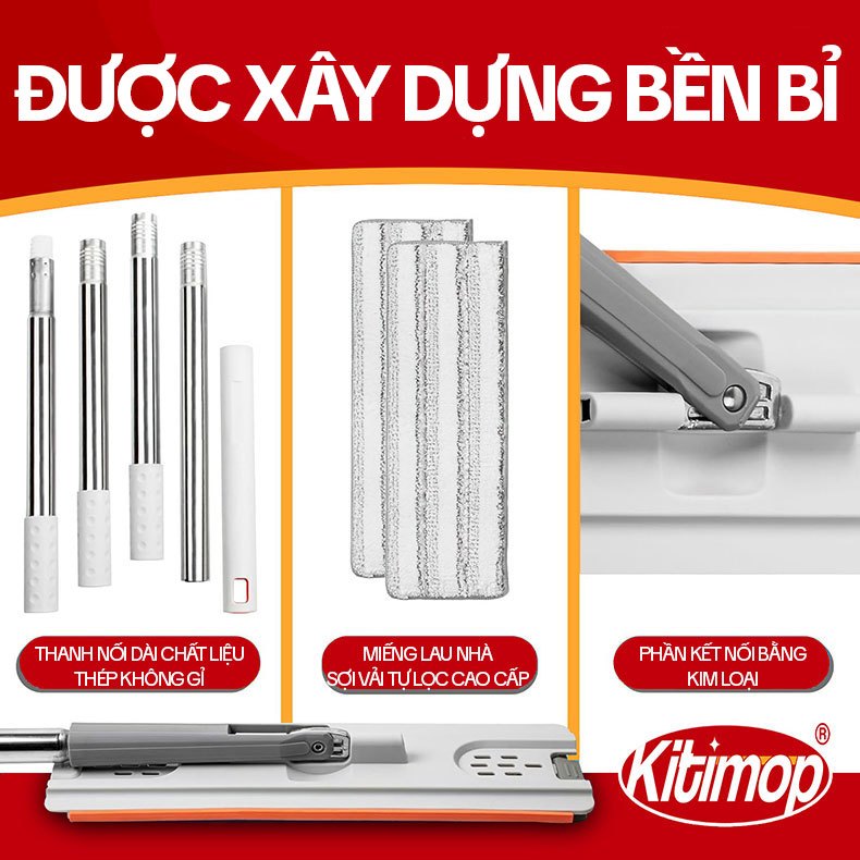 Ảnh Miếng Lau Nhà Thay Thế KITIMOP PRO MAX - Bông Lau Nhà Thay Thế 38X12CM, Giẻ Lau Nhà Vải Tự Lọc Cao Cấp 4