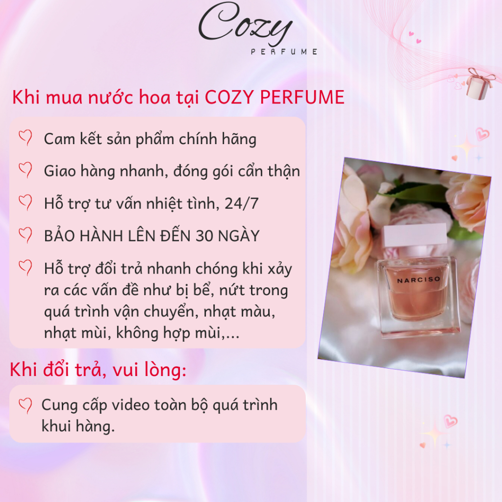 Nước hoa nữ Narciso Eau de Parfum Cristal Chiết 5ml/10ml Hương thơm Trẻ trung Quyến rũ-Cozy Perfume