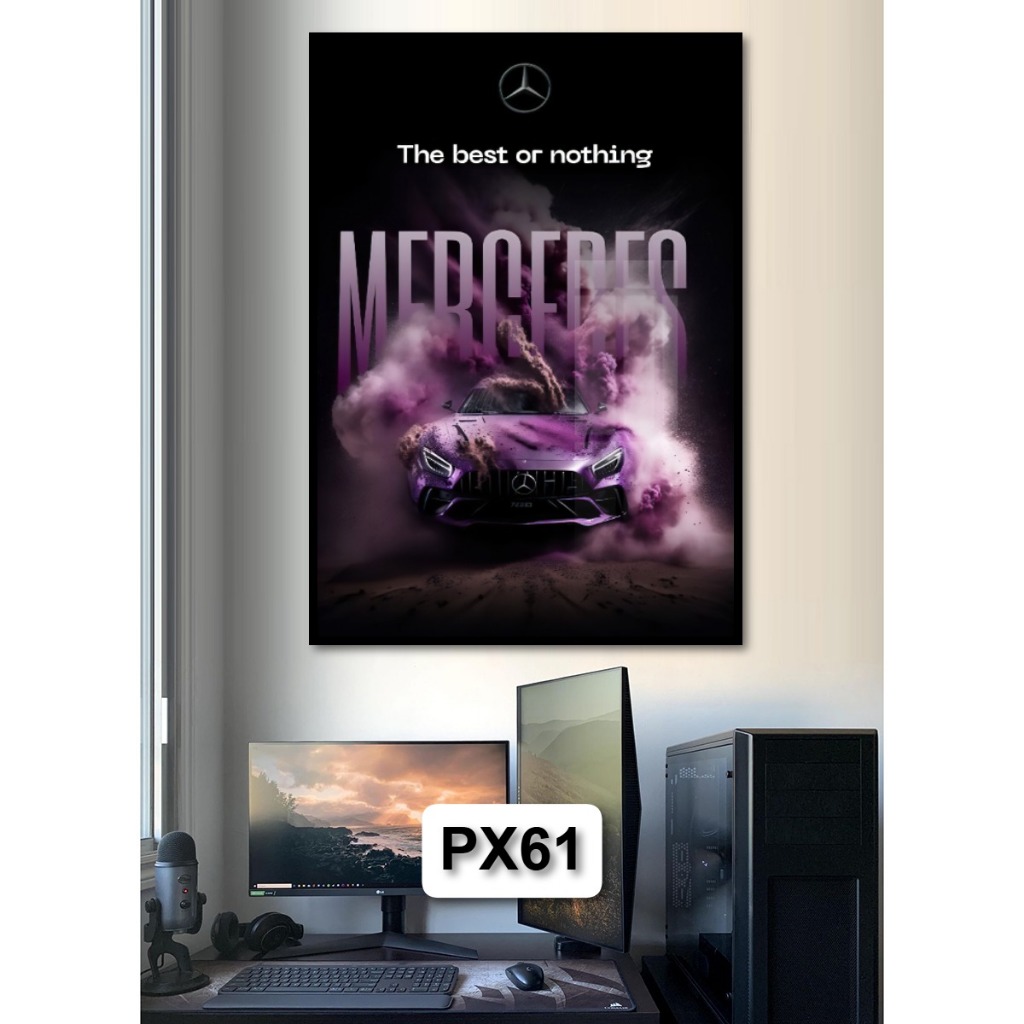 Tranh Poster Siêu Xe Treo Tường Tráng Gương Có Khung Decor Không Gian Làm Việc Phòng Ngủ Phòng Khách
