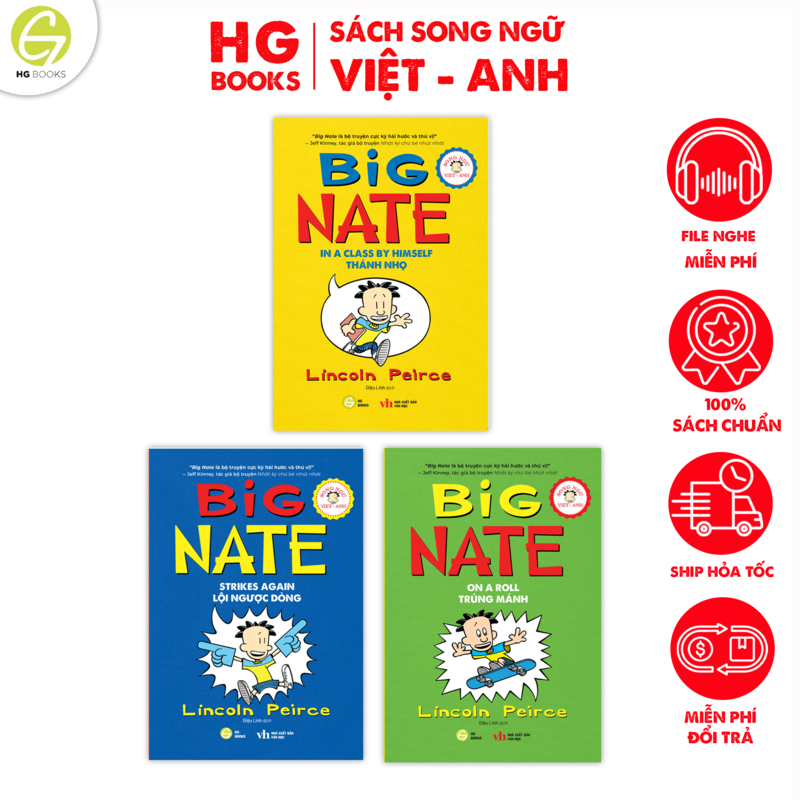 Ảnh Combo 3 cuốn sách song ngữ thiếu nhi Big Nate - Truyện tranh hài hước vui nhộn 1