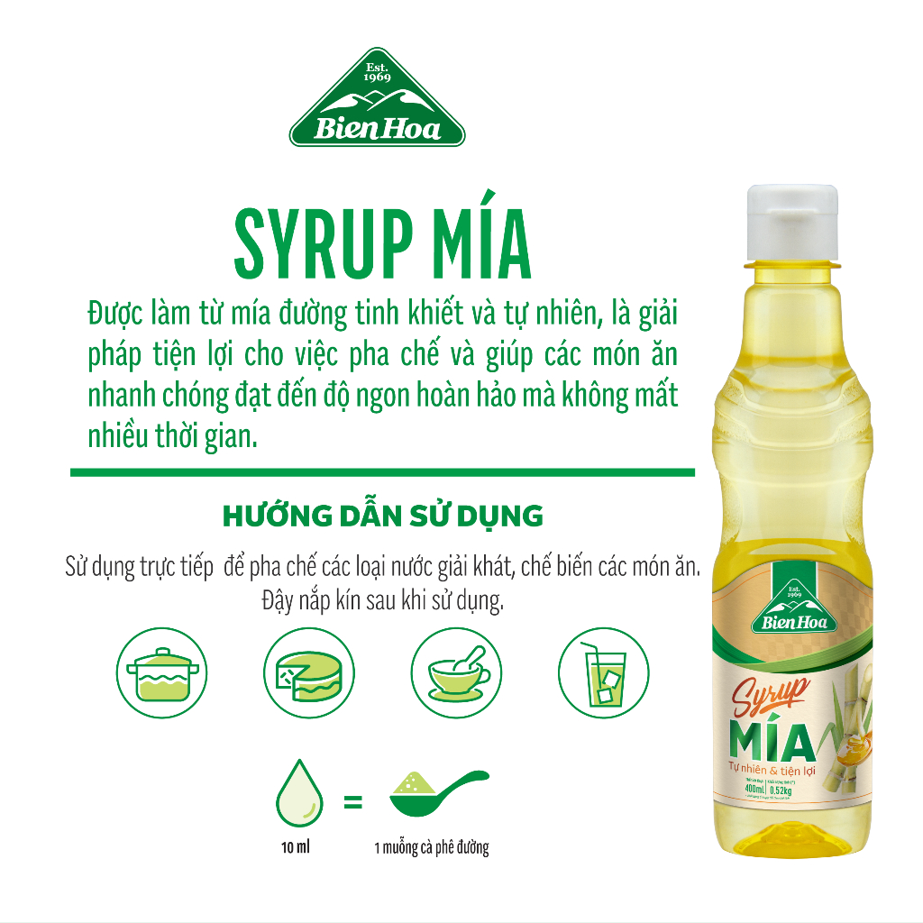 Ảnh Syrup Mía Biên Hòa 400ml/Chai 1