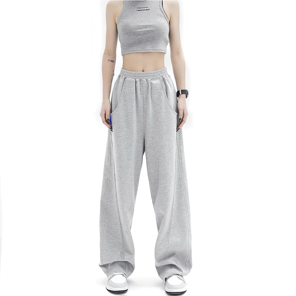 Quần nỉ 2da ống rộng vải nỉ 2da Track Pants Halley Quần dài ống rộng nam nữ unisex thể thao màu xám D11