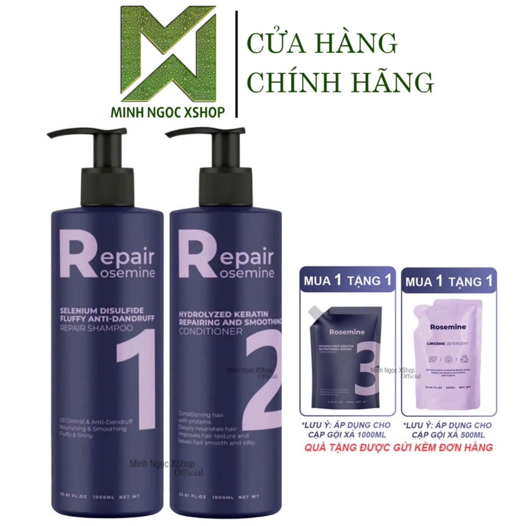 Ảnh Dầu gội xả phục hồi làm phồng tóc ngăn ngừa tóc gãy rụng Rosemine Repair 500ML - 1000ML 1
