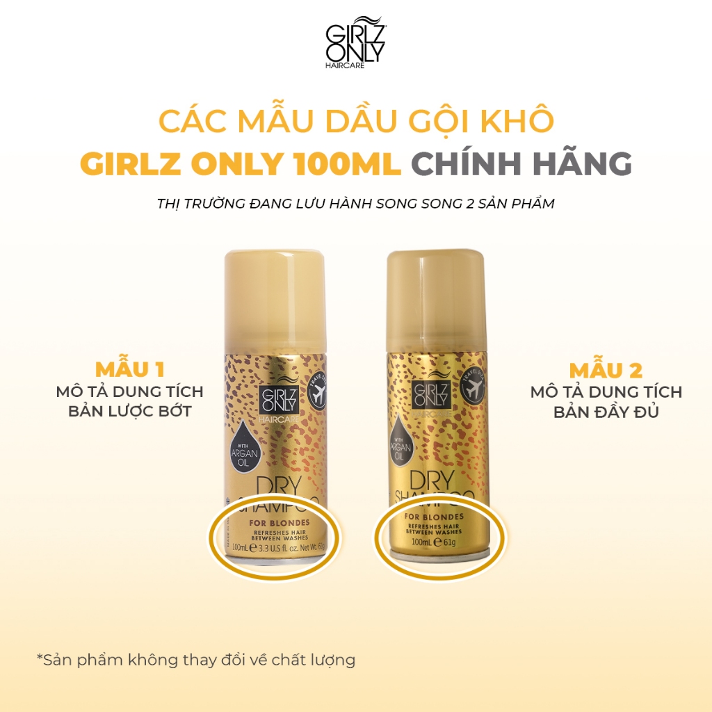 Ảnh Combo Dầu gội khô dry Shampoo Girlz Only Size Lớn 200ml + Travel Size 100ml 4