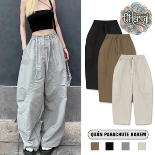 Quần Parachute Harem Ống Rộng Dáng Thụng Chất Vải Kaki Gió Nhăn Cao Cấp Hot Trend Dễ Phối Đồ