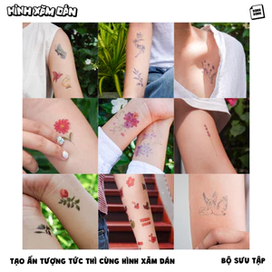 Set Hình Xăm Dán Tạm Thời Chống Nước Dính Dính