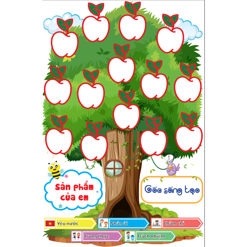 TRANH DECAL CÂY TÁO, trang trí lớp (Đồ Dùng Dạy Học Miki)