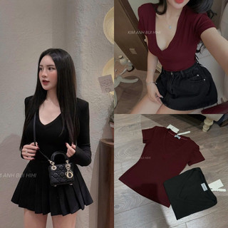 Áo Thun Cổ Tim Đệm Vai Kim Anh Bùi [Sẵn Ship]