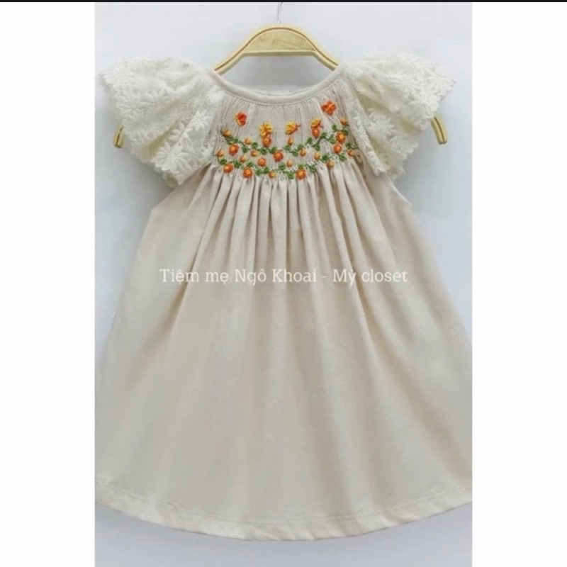 [NGÔ KHOAI MỲ] Váy thêu smock hoa cho bé gái
