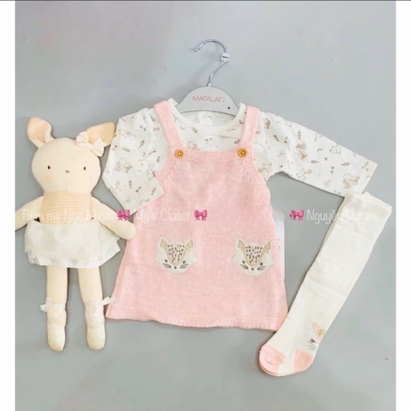 [MD1111] Set Yếm+ áo+quần tất len Mattalan xuất xịn siêu đẹp cho bé