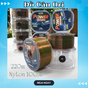 Cước câu cá tàng hình POWER 220m chất liệu 100% Nylon tải cá tốt dùng làm dây trục, thẻo câu cá | Đồ câu ori