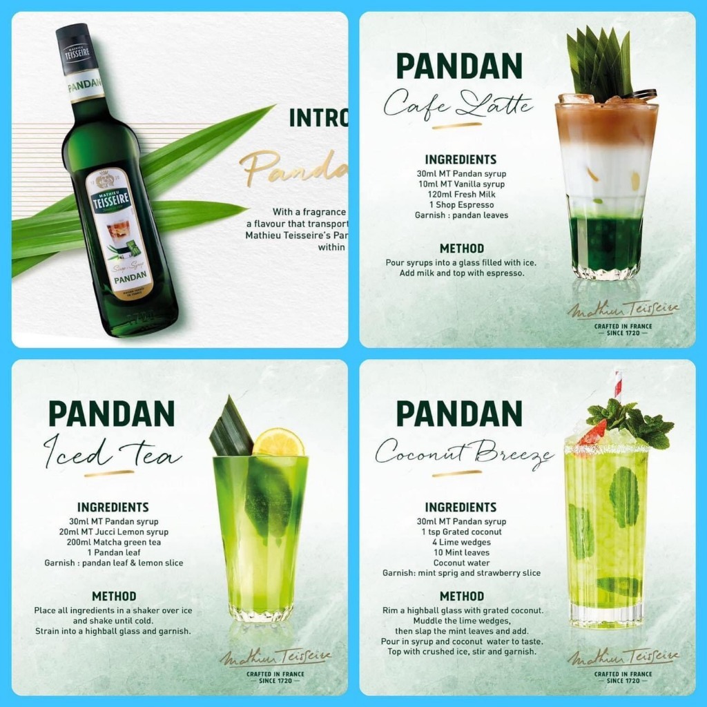 Siro Teisseire Pandan 700ml Vị Lá Dứa, Syrup Cao Cấp Thơm Ngon Độc Đáo Hoàn Hảo Cho Pha Chế