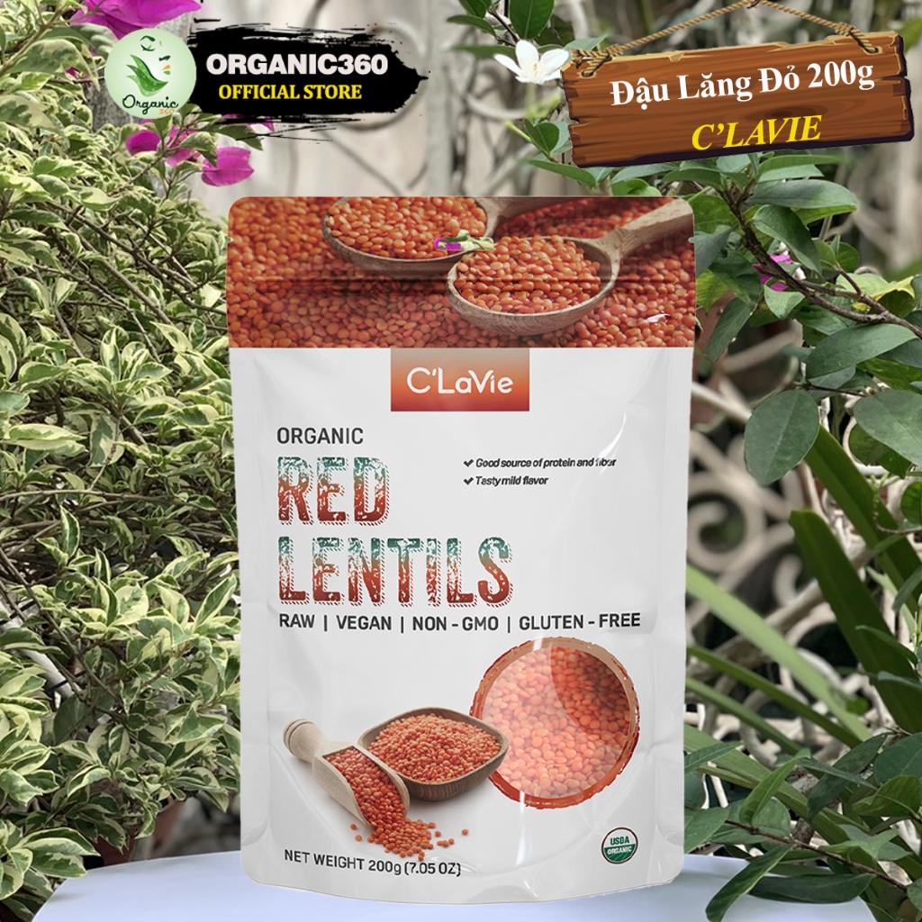Ảnh Đậu Lăng Đỏ Hữu Cơ C'LAVIE 200g Organic Red Lentils 2