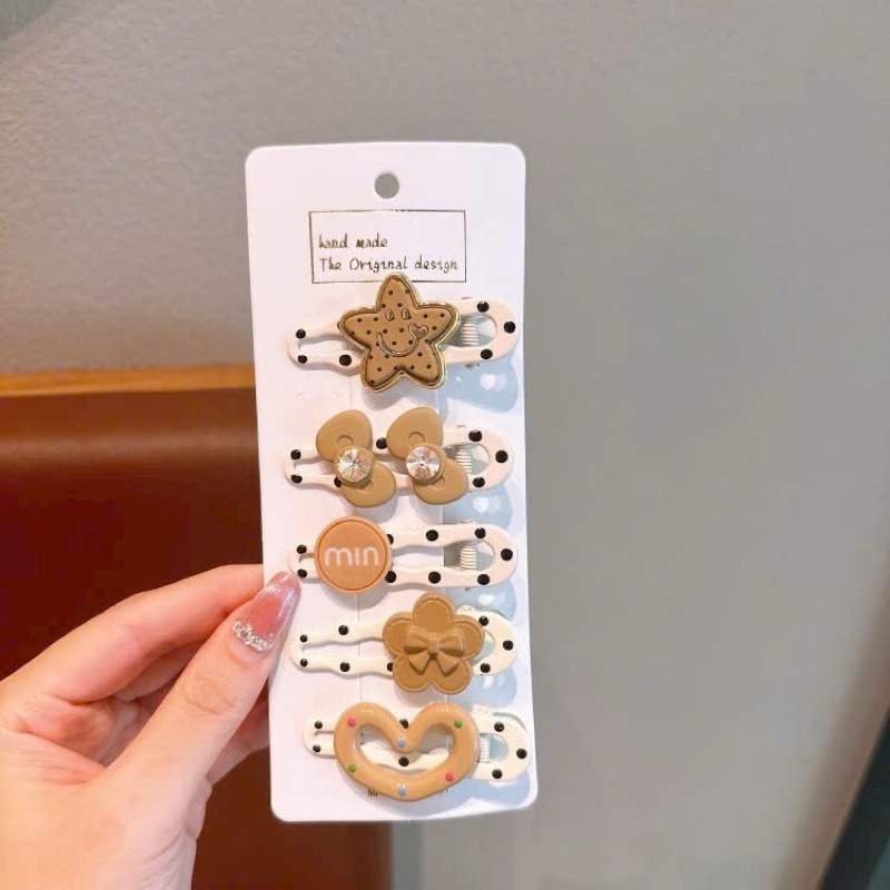 Set 5 kẹp tóc hoạ tiết nơ thỏ siêu xinhhh - phụ kiện tóc cho bé gái