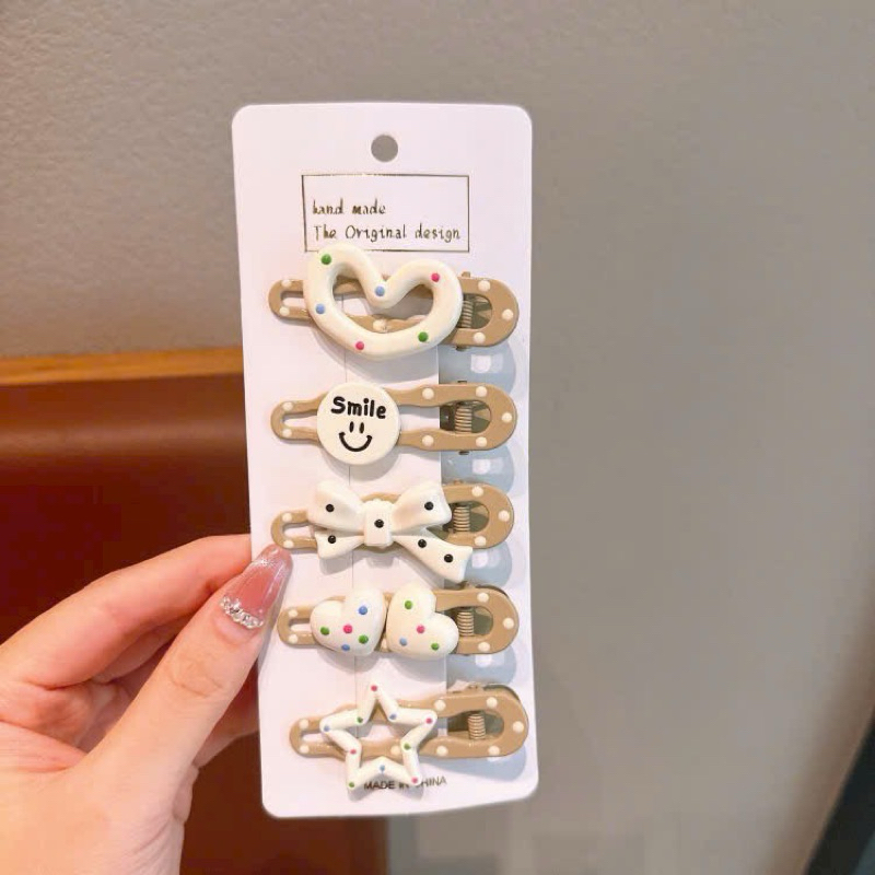 Set 5 kẹp tóc hoạ tiết nơ thỏ siêu xinhhh - phụ kiện tóc cho bé gái