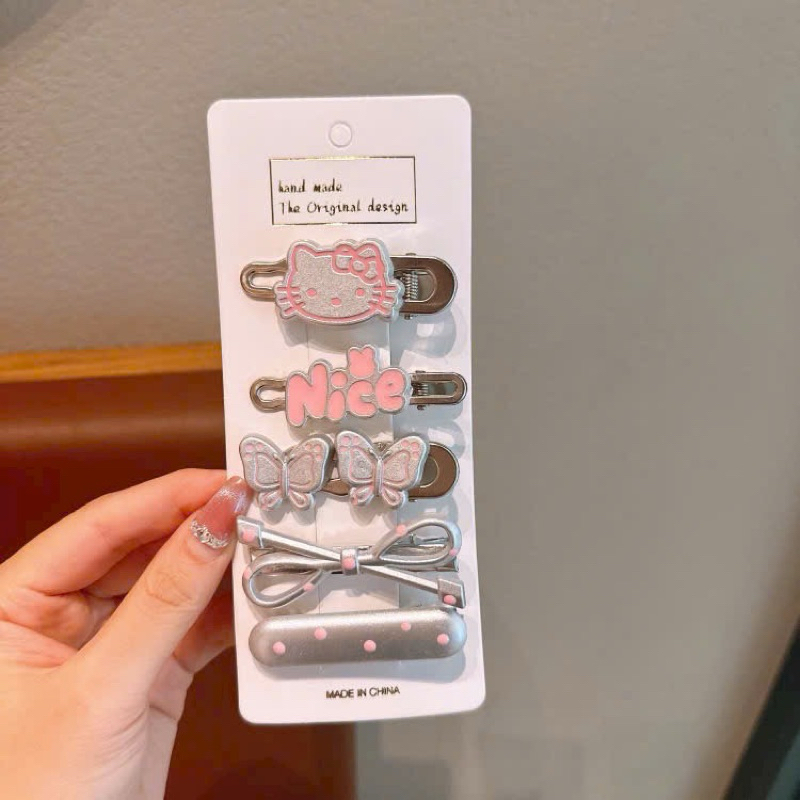 Set 5 kẹp tóc hoạ tiết nơ thỏ siêu xinhhh - phụ kiện tóc cho bé gái