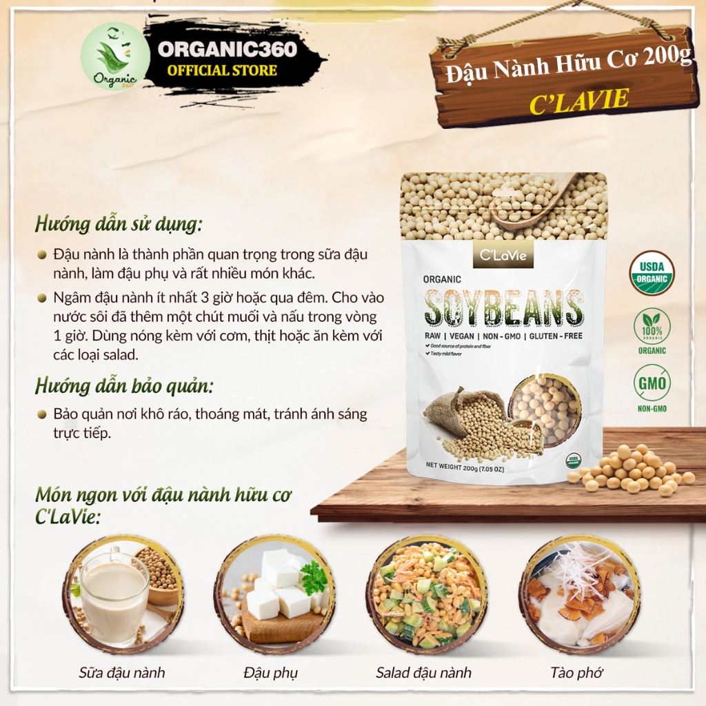 Ảnh Đậu Nành Hữu Cơ C’LAVIE 200g Organic Soybeans 2