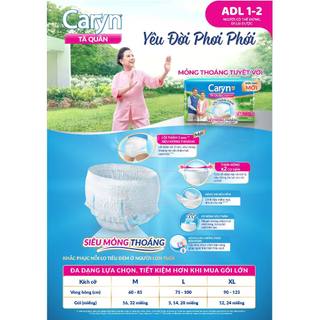 Tã Bỉm Quần Người Già CARYN Mỏng Nhẹ Chống Tràn Dành Cho Người Có Thể Đi Lại size M32/L28/XL26