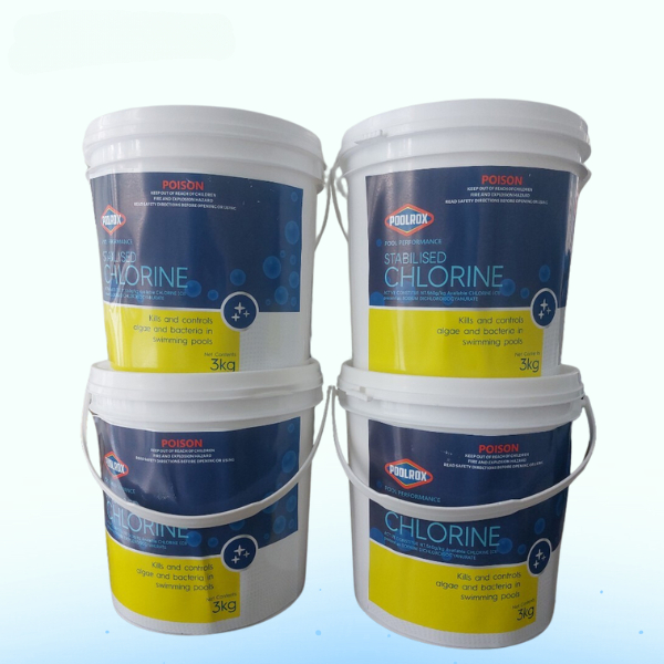 Clo bột hiệu PoolRox Úc 3Kg/thùng - Clo bể bơi, Bột tẩy rong rêu , Khử trùng diệt khuẩn, Diệt rêu tảo, Clo bể bơi