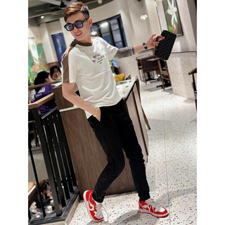 Áo thun nam cổ tròn Cotton phối viền vai cổ màu sắc có chữ in trước áo lên đồ cực đẹp và chất