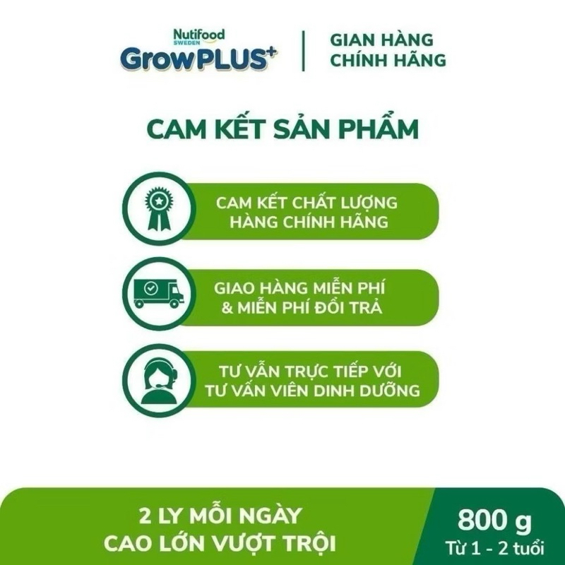 Sữa Bột Nutifood Sweden GrowPLUS+ Bạc Số 1 Lon 800g [Cao Lớn Vượt Trội]