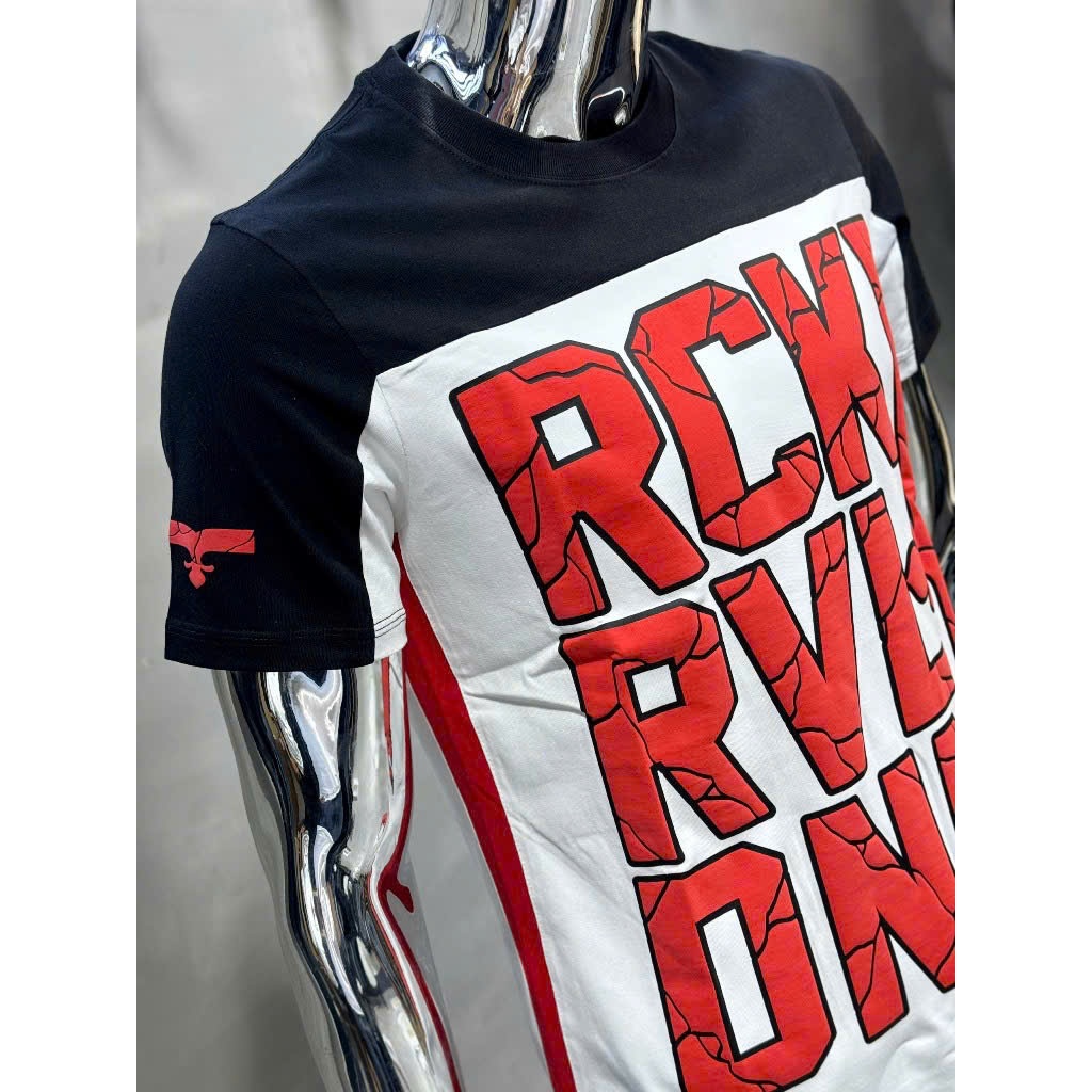 Áo thun nam cổ tròn in chữ nổi RCK, Áo thun cotton co giãn chuẩn phom tôn dáng trẻ trung năng động