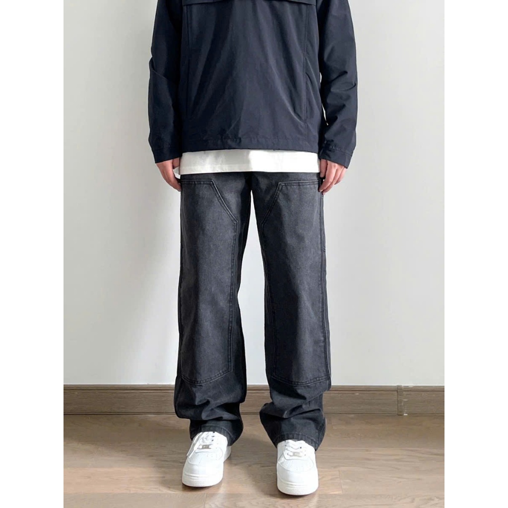 Quần jean dáng suông rộng Cargo pants nam nữ ống suông HAZEE phong cách boy phố