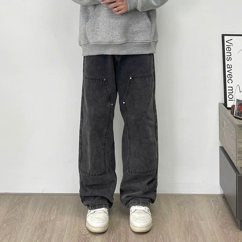 Quần jean dáng suông rộng Cargo pants nam nữ ống suông HAZEE phong cách boy phố