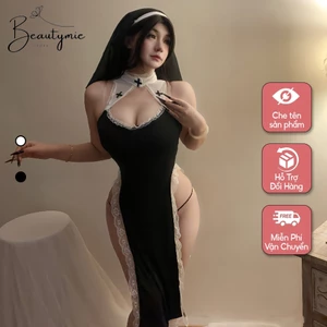 Đồ ngủ nữ sexy tu sĩ quyến rũ DN04 Váy ngủ cosplay nữ tu sĩ kèm quần chip gợi cảm không ngủ