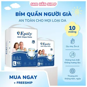 Bỉm Quần/Tã Dán người già Ipaly/Epoly, Bỉm người già chất lượng giá rẻ size M-L-XL