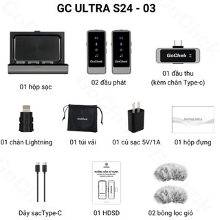 Micro Thu Âm Không Dây GoChek Ultra S24 - Micro Ghi Âm Hỗ Trợ Điện Thoại, Âm Thanh Xịn Xò