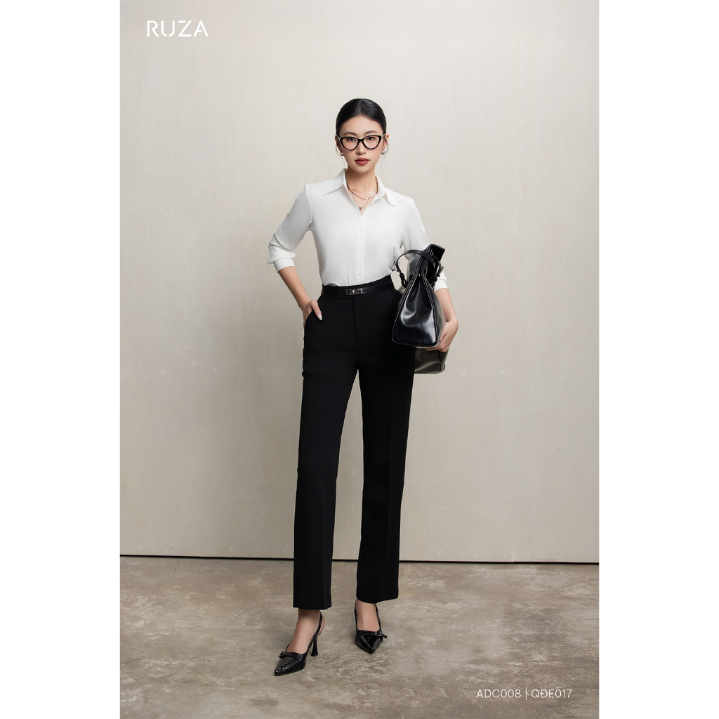 Quần tây nữ RUZA ống đứng màu đen chất bố thun Hàn co giãn nhẹ  thời trang văn phòng QĐE165