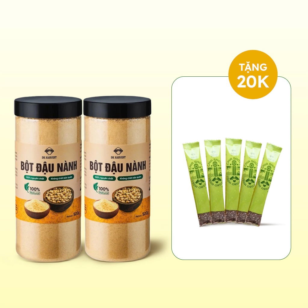 Ảnh Bột Đậu Nành DK Harvest, hạt đậu nành đã được rang chín, nguyên chất, không chất bảo quản - combo 1kg (2 hũ 500g) 1