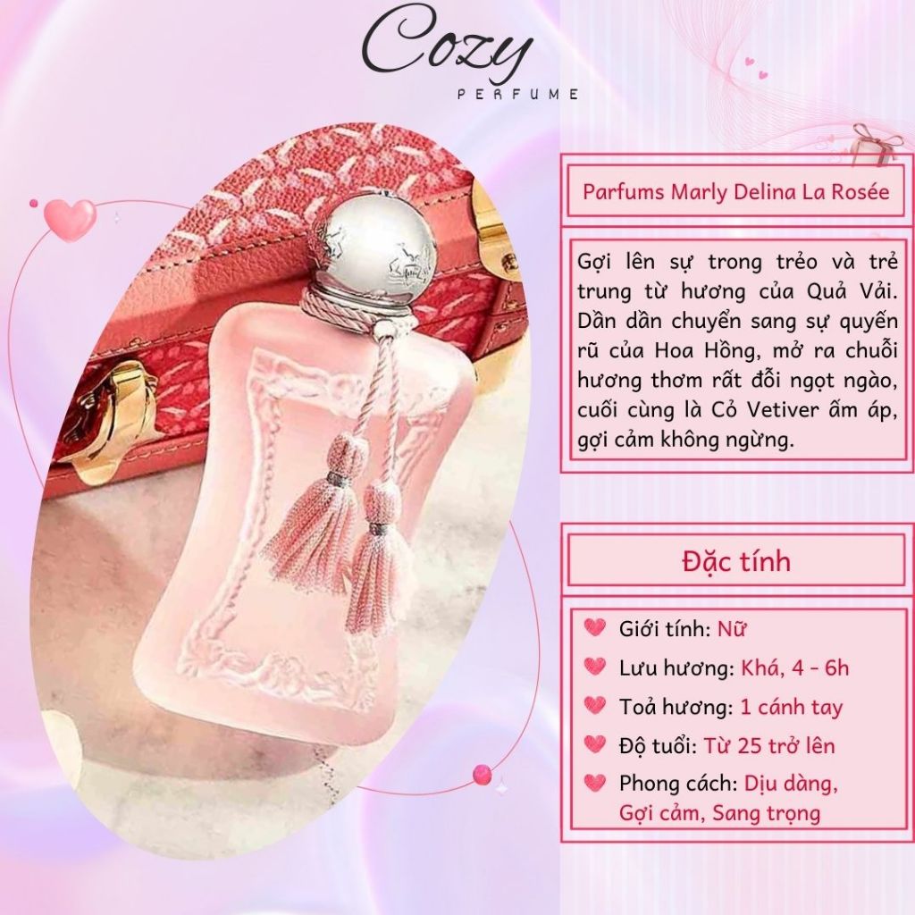 Nước hoa nữ Parfums De Marly Delina La Rosée Chiết 5ml/10ml Hương thơm Dịu dàng Gợi cảm-Cozy Perfume