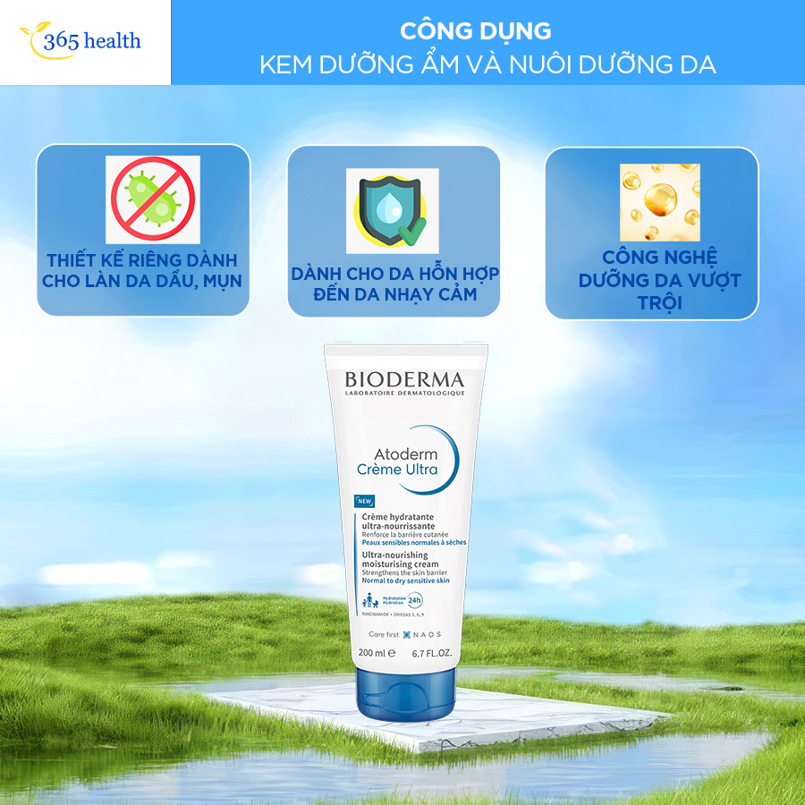 Kem Dưỡng Ẩm Bioderma Cho Da Thường, Da Khô Nhạy Cảm Atoderm Crème Ultra - 200ml