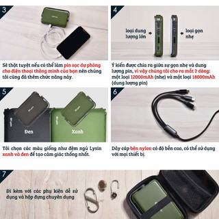 Đèn Pin mini siêu sáng, đèn led cao cấp cắm trại, camping flashlight 12000-18000mah, chống thấm nước, kèm 3chui sạc