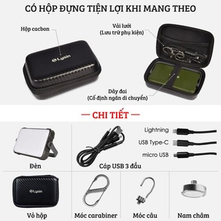 Đèn Pin mini siêu sáng, đèn led cao cấp cắm trại, camping flashlight 12000-18000mah, chống thấm nước, kèm 3chui sạc