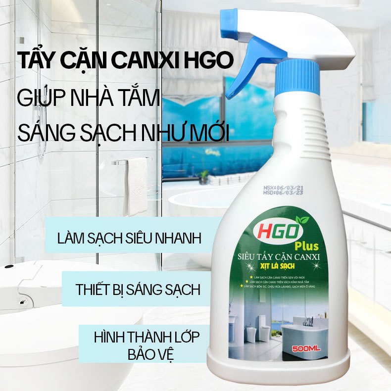 Ảnh Tẩy Cặn Canxi Nhà Tắm HGO PLUS - Tẩy Cặn Canxi Kính, Inox, Bồn Sứ, Gạch Men, Gương Soi, Lavabo 500ml 2