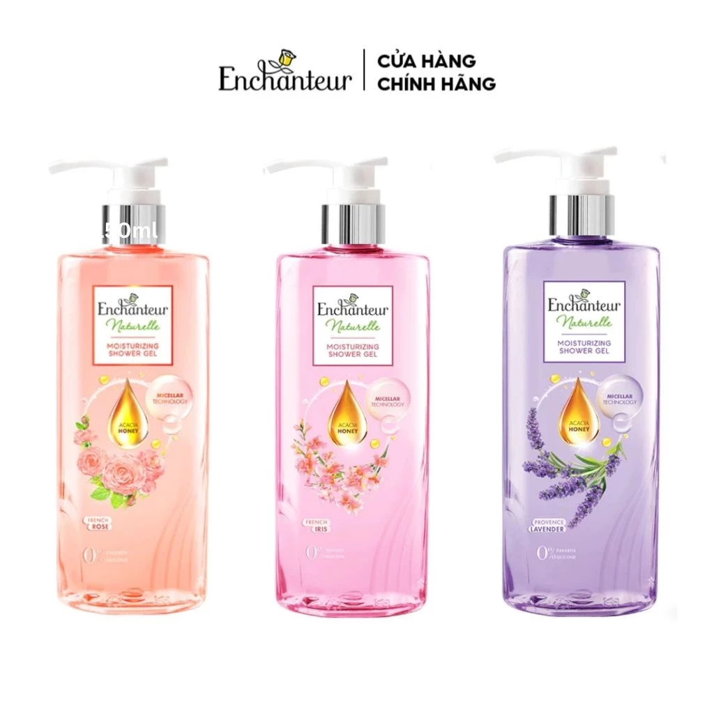 Ảnh Sữa tắm dưỡng da thiên nhiên Pháp Enchanteur Naturelle hương hoa Lavender/Iris/ Rose cho làn da thơm mịn sức sống 510g 1